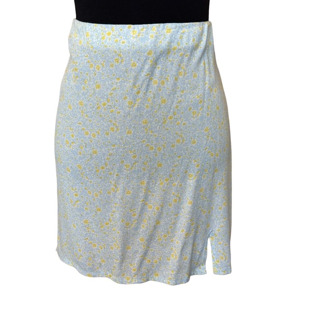 New ~ ELODIE , NORDSTROM ~ Blue Mustard Floral Print Mini Skirt Size XL